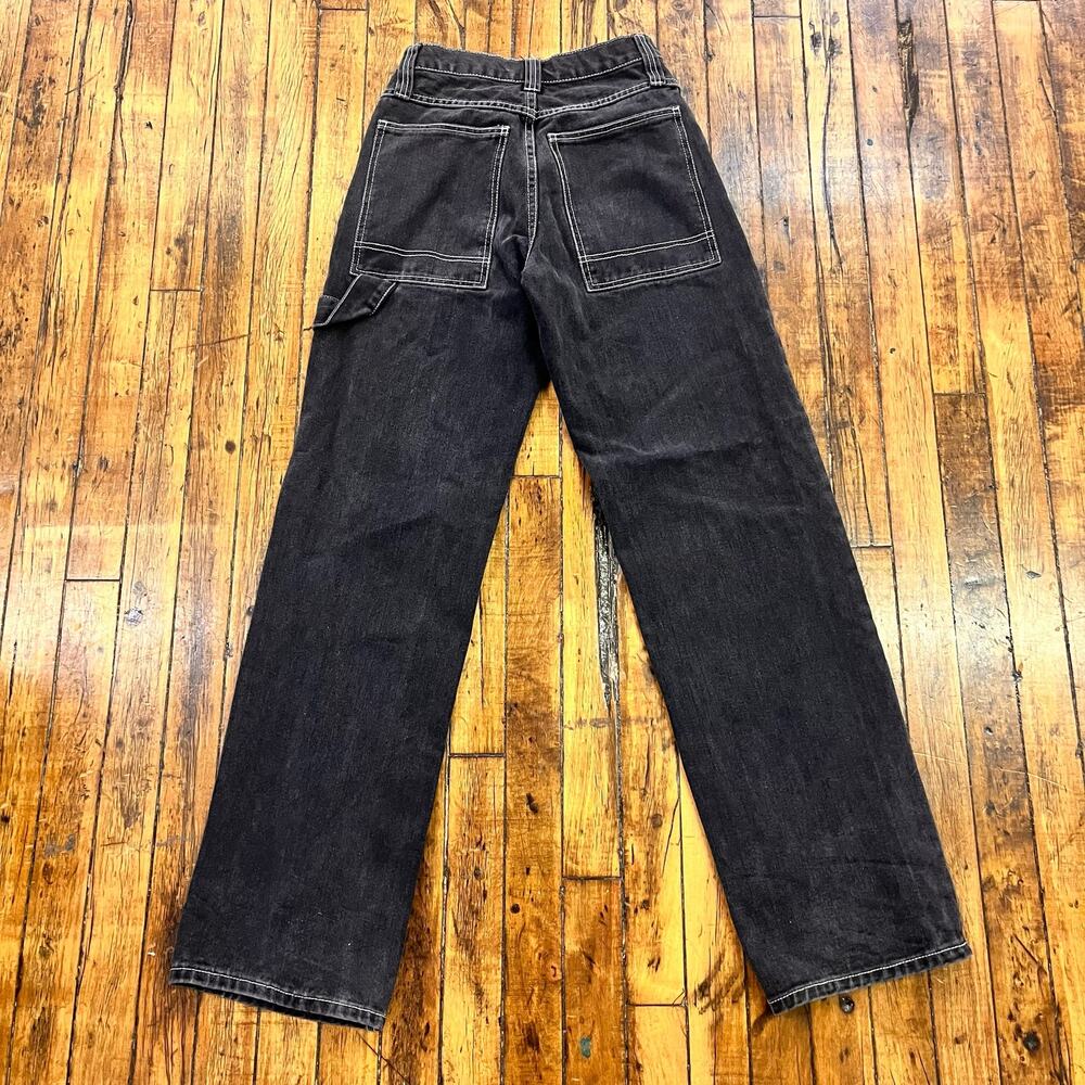 women's J. Galt black wide leg high waist carpenter jeans 100% cotton small